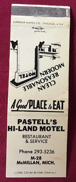 Bear Den Grocery and Motel (Hi-Land Motel & Restaurant, Hi-Land Motel) - Matchbook (newer photo)